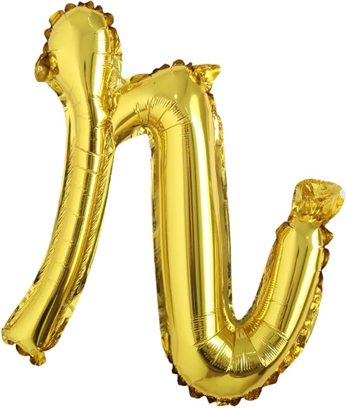 18 inch Gold DIY a-z Handwriting lowercase letters name Foil balloon Letter character birthday Wedding party decoration Balloon (18 inch Gold r)