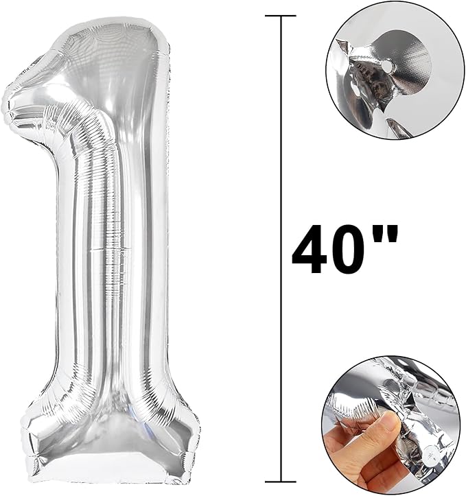 40 Inch Silver Number 13 Digital Balloon,Jumbo Mylar Foil Helium Balloon for 13 Balloons for Birthday Party,Wedding Anniversary Party Decorations