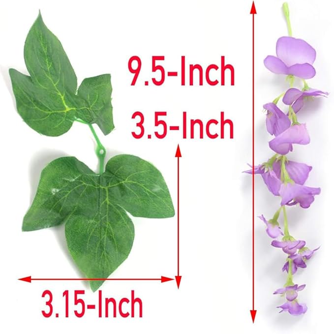 5pack Wisteria Garland Artificial Flower Garland Fake Wisteria Vines for Wedding Floral Decor-Total 36 Ft (Light Purple)