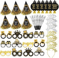 2026 New Year's Eve Party Supplies,36 Pcs Happy New Year Party Supplies Kit,Including 6 Hats, 6 Headband Tiara,12 Glasses,12 Noise Makers(Serve 12)
