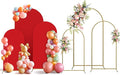 Arch Backdrop Stand and Cover Set, 3 Metal Balloon Arch Backdrop 4ft 5ft 6ft, Gold Arched Stand Frame for Wedding, Parties,Birthday, Backdrop Decorations (Red,4ft+5ft+6ft)