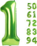 40 Inch Light Green 1 Balloon for First Birthday, 1st Number Balloons Birthday Decorations for Girl Kids Toddler Baby, One Giant Number 1 Balloon