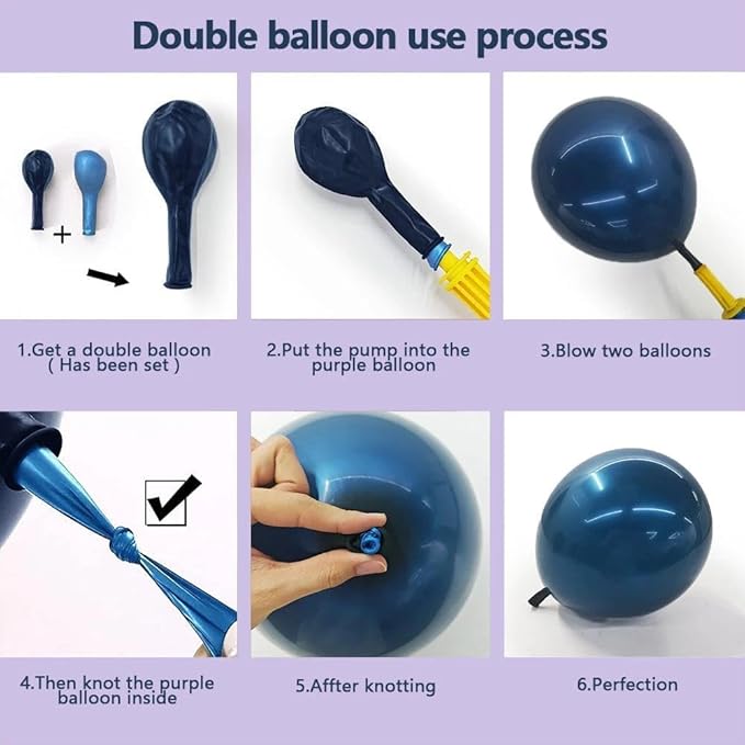 Navy Blue Purple Balloon Arch Double Stuffed, Dark Blue Pastel Lavender White Sand Ivory Balloon Garland Kit with Clear Bobo Metallic Lilac Latex for Baby Shower Wedding Birthday Valentine Party Decor