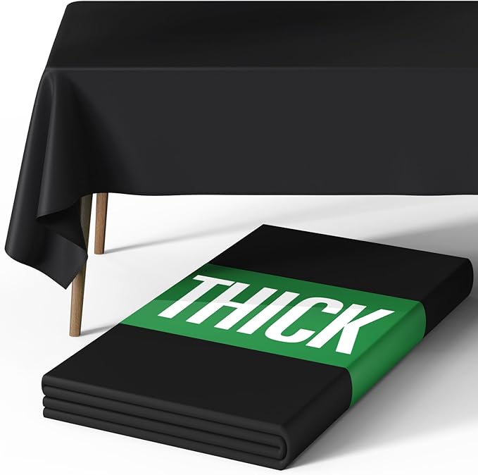 Pureegg Rectangle Table Cloth 90" x 132" – Durable Polyester Tablecloth Offers Reusable & Washable Protection, Ideal for Outdoor Party, Picnic, Wedding, Banquet and Birthday, 1 Pack, Black