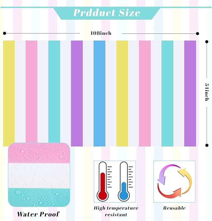 Kesfey 3 Packs Rainbow Striped Table Cloth 54 x 108 Inches Pastel Rainbow Party Table Covers Disposable Plastic Ice Cream Pastel Tablecloths Waterproof Rectangle Birthday Tablecover for Baby Shower
