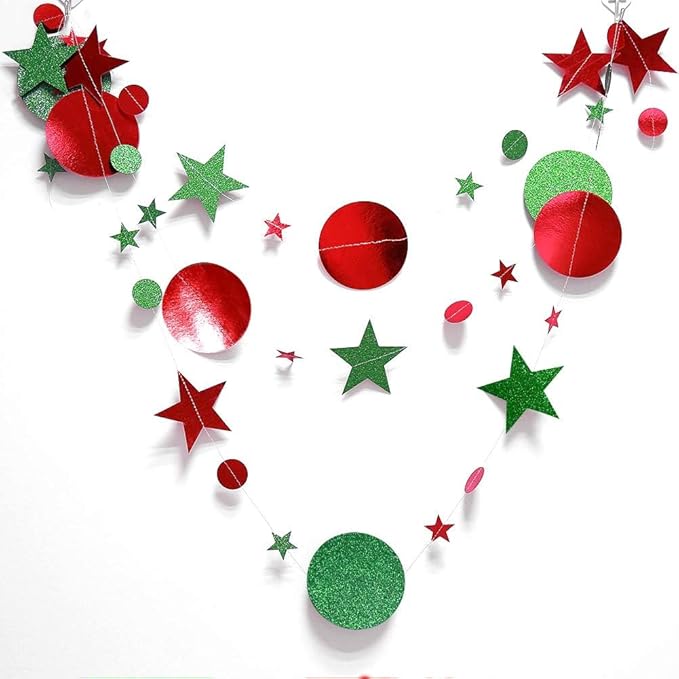 Decor365 Glitter Christmas Party Decorations Hanging Christmas Decoration Ugly Sweater Red Green Garlands Xmas Tree Star Streamer Photobooth Backdrop Office Classroom Birthday Party Decor