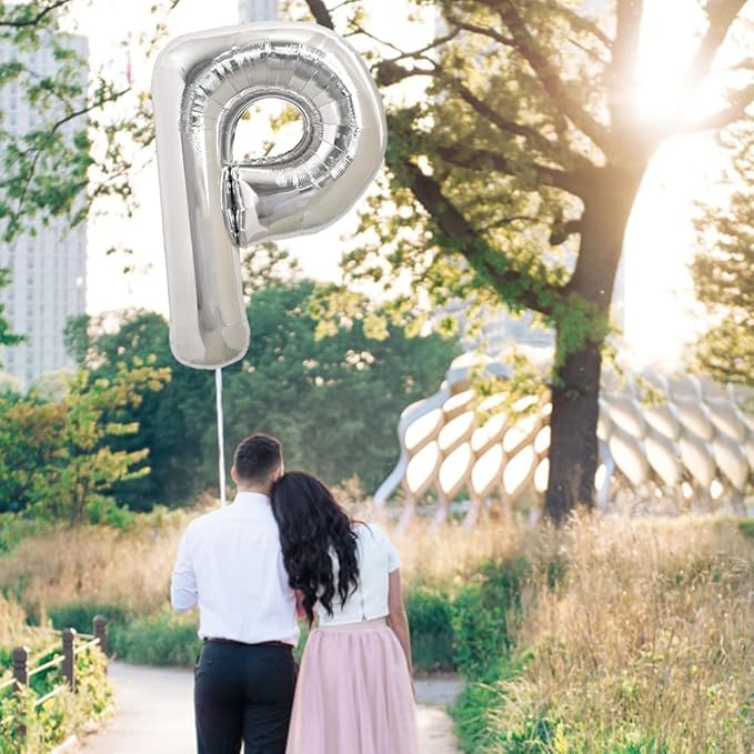 TONIFUL 40 Inch Large Silver Letter P Balloons Helium Balloons,Foil Mylar Big Letter Balloons for 2026 New Year Eve Graduation Wedding Baby Shower Birthday Party Anniversary Supplies Decorations