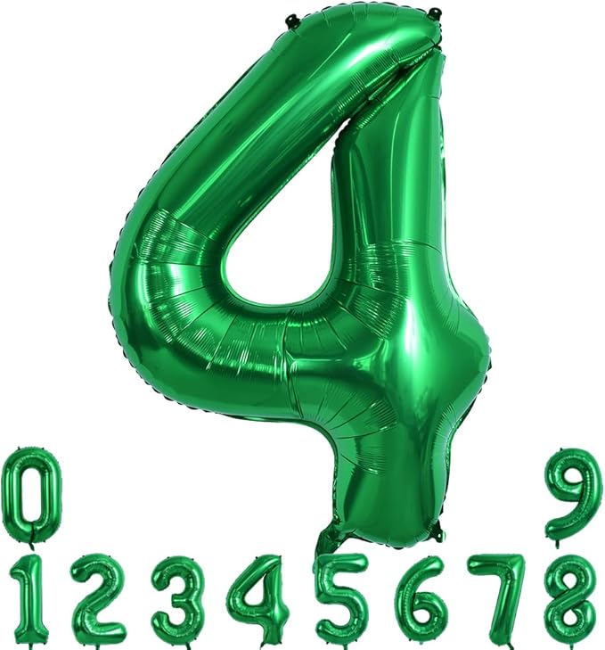 TONIFUL 40 Inch Dark Green Large Numbers Balloon 0-9 Birthday Party Decorations Foil Mylar Big Number 4 Balloon Digital 4 for Birthday Party,Wedding, Bridal Shower Engagement Photo Shoot Anniversary