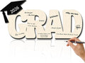 Graduation Decorations Class of 2026 Grad Sign Wood Board Party Nameplate Guest Book for High School College Bachelor Graduation Gifts (GRAD)