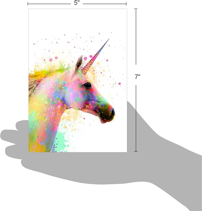 The Best Card Company - 1 Happy Birthday Card with Envelope - Adorable Colorful Animals, Fun Notecard - Funky Rainbow Unicorns C6748DBDG