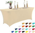 IVAPUPU 6FT Table Cloth for Rectangular Fitted Events Stretch Champagne Table Covers Washable Cover Spandex Tablecloth Protector for Party, Wedding, Cocktail, Banquet, Festival
