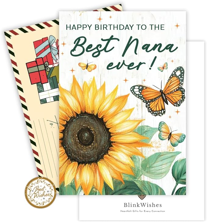 Nana Birthday Card, Birthday Card for Nana with Seal and Envelope, Nana Gifts from Kids, Granddaughter, Grandson