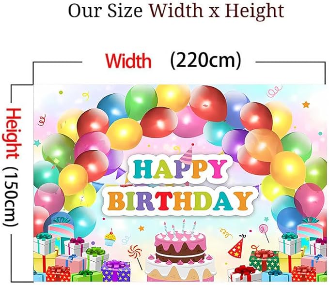 RTN Balloons Happy Birthday Party Backdrop Gifts Birthday Cake Table Background Decoration Rainbow Balloon Sweet Candy Photocall Vinyl