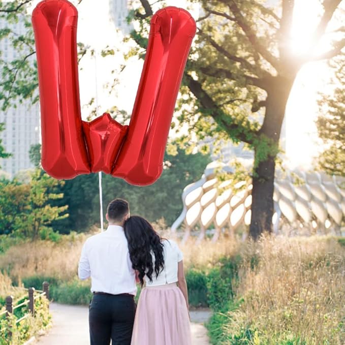 TONIFUL 40 Inch Large Bright Red Letter Balloons A-Z, Giant Jumbo Helium Foil Mylar Big Letter W Balloons for Birthday Party Anniversary Wedding Decorations