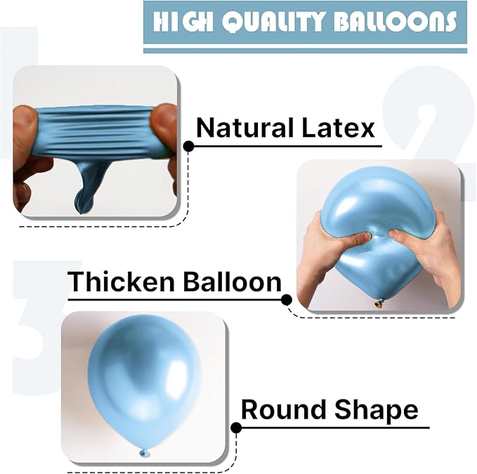 PartyWoo Metallic Light Blue Balloons 50 pcs 5 inch Metallic Baby Blue Small Mini Balloons for Graduation Wedding Baby Shower Gender Reveal Anniversary Birthday Party Decorations Blue-G119