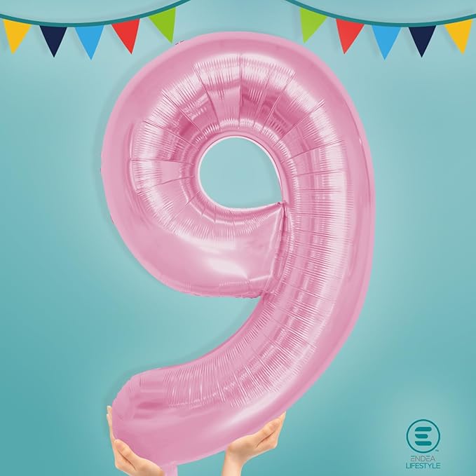 40 Inch Large Pink Number Celebration and Decoration Balloon for Birthday Parties, Graduations, Anniversaries, Weddings, Photo Shoots, Special Events - Helium Foil Mylar (Pink Number 9)