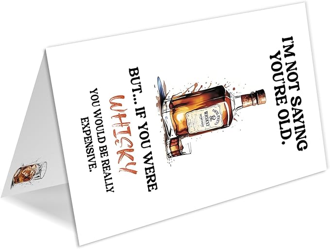 Funny Whiskey Birthday Cards for Men，Happy Birthday Card Gifts for Older,40th 50th 60th 70th 80th 90th, Bday Card for Whiskey Lover Him