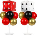 Casino Party Balloons Stand Kit 2 Sets with 2 Dice Foil Balloons Casino Night Theme Party Balloon Centerpiece for Tables for Poker Las Vegas Game Night Birthday Party Decorations