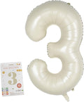 40in Birthday Big Number Balloon - CARGEN Giant Foil Balloons for Women Men Birthday Party Wedding Anniversary Supplies Decorations, Creamy White Three, No.3
