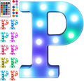 Foaky Colorful LED Letter Lights with Remote,Marquee Light Up Letters Sign for Night Light Wedding/Birthday Party Battery Powered Christmas Lamp Home Bar Decoration(P)