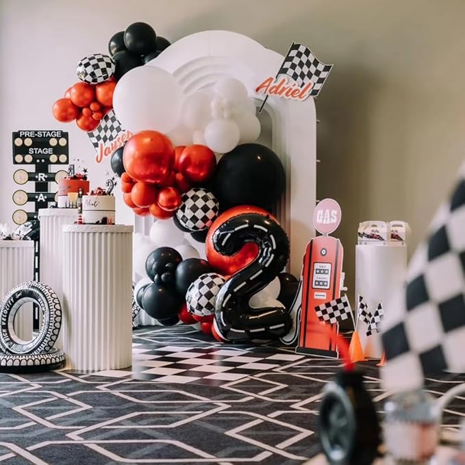 40 Inch Race Car Black Number Balloons Race Car Birthday Party Balloons Large Black Number 6 Balloons Boys 6th Birthday Party Race Car Theme Party Decorations Supplies（Digital 6）
