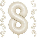 40 Inch Cream Number 8 Balloon, Beige Large 8th Birthday Balloons, Digital 8 Cream White Giant 8 Foil Balloon Helium for Boys Girls 8th Birthday Decorations Anniversary Baby Shower Party Decorations