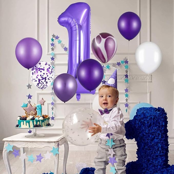 TONIFUL 40 Inch Purple Large Numbers Balloon 0-9 Birthday Party Decor,Foil Mylar Big Number Balloon Digital 2 for Birthday Party,Wedding, Bridal Shower Engagement Photo Shoot, Anniversary