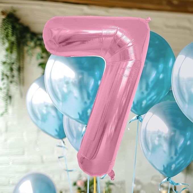 40 Inch Large Pink Number Celebration and Decoration Balloon for Birthday Parties, Graduations, Anniversaries, Weddings, Photo Shoots, Special Events - Helium Foil Mylar (Pink Number 7)