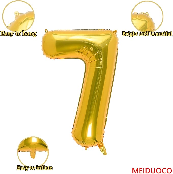 32 Inch Gold Number 7 Balloons Foil Ballon Digital Birthday Party Decoration Supplies (Gold Number 7 Balloon)