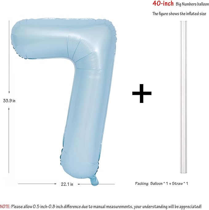 40 In Matte Blue Number Balloons Helium Foil Mylar Balloon Birthday Party banquet Decoration Digital 7