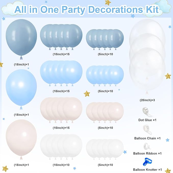 270 Pcs Blue Bear Baby Shower Decorations: We Can Bearly Wait Baby Shower Banner Disposable Plates Napkins Cups Tablecloth Balloons for Boy Serve 24