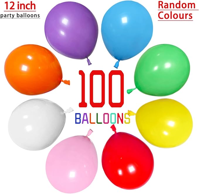 ASIYUHY 100 PCS Party Balloons Assorted Colors 12 Inch Rainbow Balloons with 65FT Ribbon Thick Latex Colorful Balloon Multicolor Bright Balloons for Kids Birthday Rainbow Party Weddings Decorations