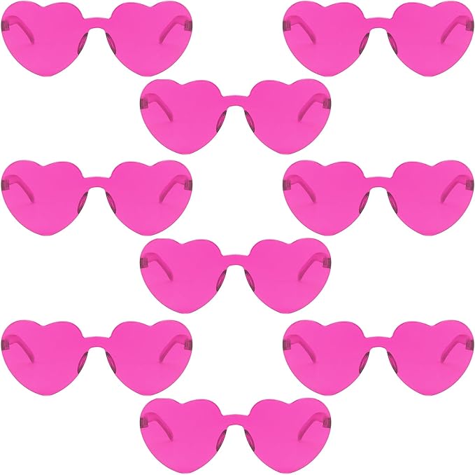 9 Pack Heart Shaped Sunglasses Rimless Heart Glasses for Bachelorette Party Birthday Decorations Party Favors