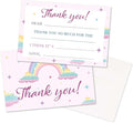Kids Thank You Cards Fill in the Blank, Boho Rainbow Thank You Notes For Boys Girls, Pink Rainbow Greeting Card, Birthday Party Decorations Favors (20 Cards With 20 Envelopes) -27