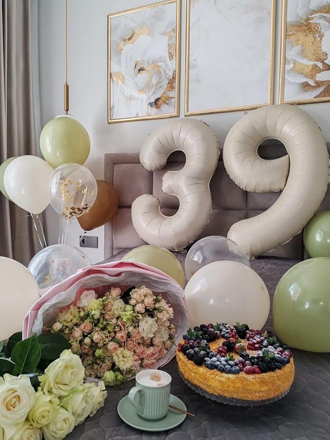40 Inch Number Balloons, Balloons for Woman Man 16th Birthday Decoration, Cream Foil Number 16 Ballon for 16, 61 Wedding, Anniversary, Bridal Shower, Graduation, Valentine's Day