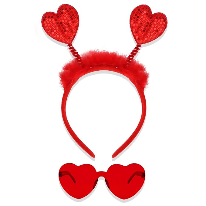 Semato valentines Day Headband with Red Heart Sunglasses for Valentines Day Accessories Galentines Party Favors Halloween Costume