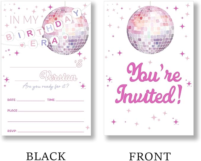 Girl Birthday Party Invitations Supplies with Envelopes Set of 20 In My Birthday Era Party Invites Fill in Blank, Double Sided