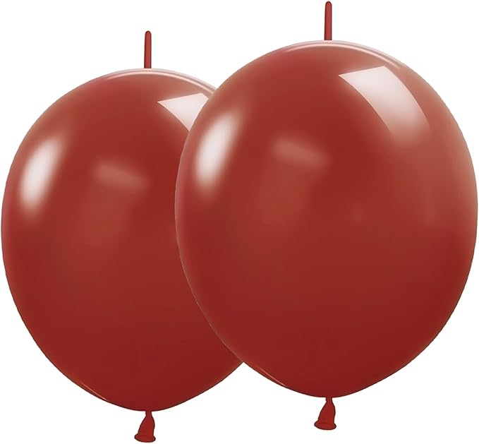Link Balloons 6 Inch - 100 Pcs Quick Link Balloon Latex Linking Balloons Connected Linkable Balloon Birthday Wedding Party Decorations(Dark Red)