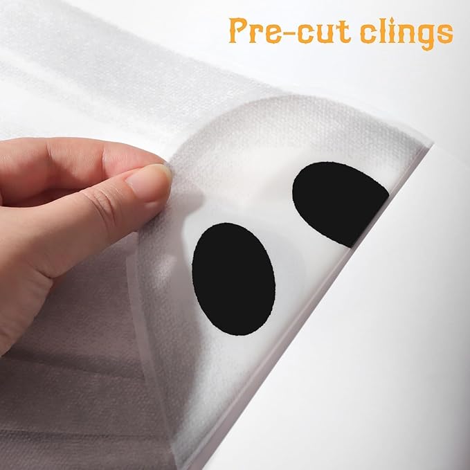 Halloween Decorations Window Clings Decor, 3 Pcs Large White Ghost Decal for Mirror Silhouette Halloween Window Decals Indoor, School Home Office Party Supplies for Glass Windows, 3 Sheets