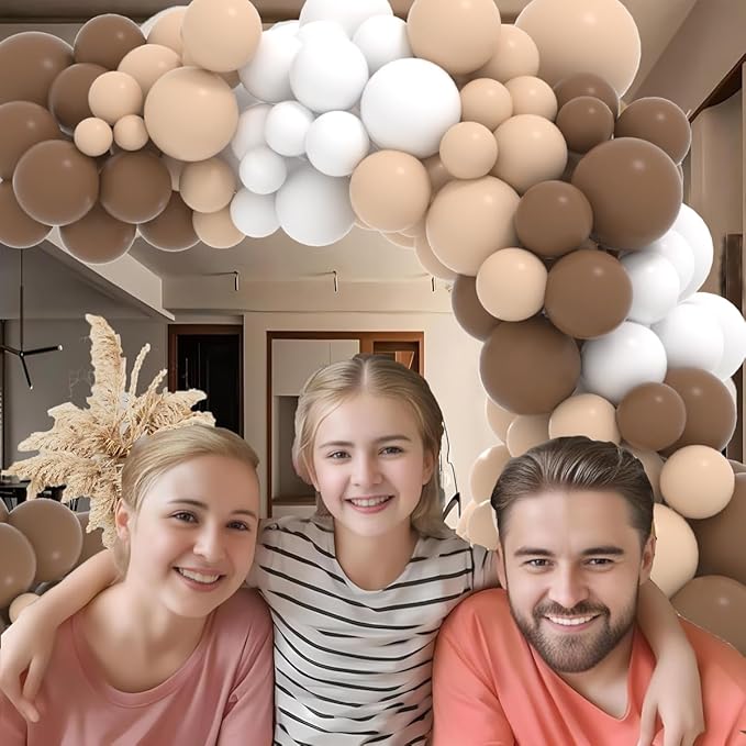 Neutral Balloon Garland Kit, 122PCS Brown Nude Tan Coffee Beige White Balloons for Bear Baby Shower Jungle Safari Boho Birthday Wedding Engagement Garden Tea Party Decoration