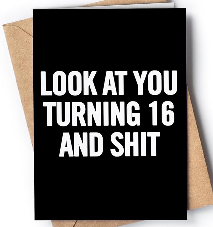 Funny 16th Birthday Card for men or women with envelope | Joke card for someone who is turning 16 years old | Original and unique present idea for son, daughter.…
