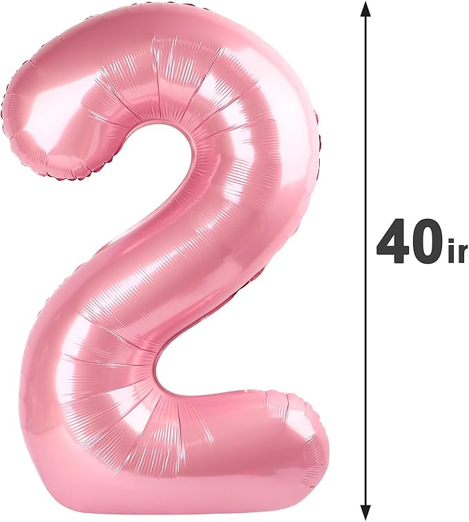 40 Inch Big Pearlescent Pink Number 2 Balloon Birthday Decoration, Number 2 Helium Balloon 12 20 22 23 24 26 28 32 42 Celebration, Boy Girl Baby Anniversary Party Graduations Supplies Decorations