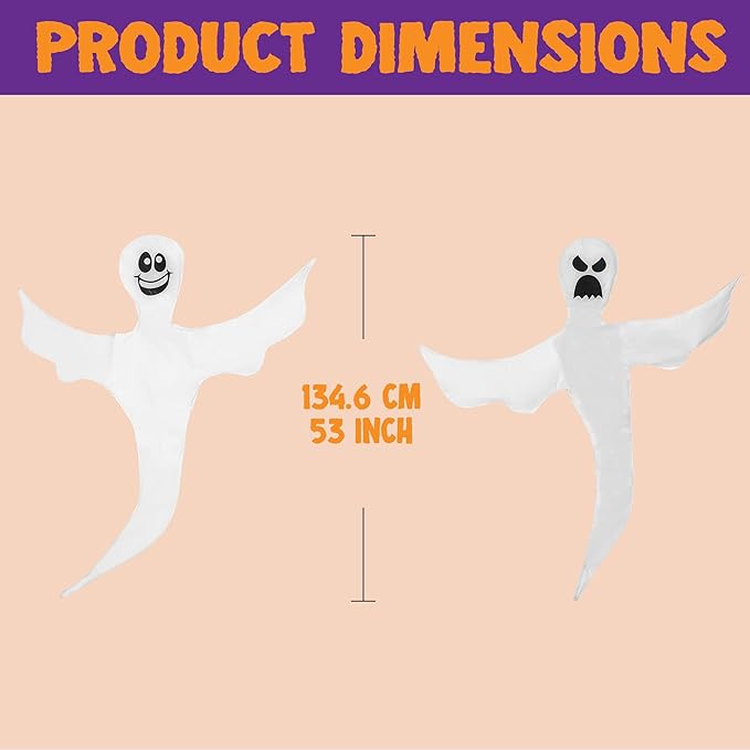 JOYIN 2 Pcs 53" Halloween Decoration Outdoor, Halloween Bendable Hanging Ghost for Lawn, Tree, Pilar Decorations, Tree Wrap Ghost Party Supplies