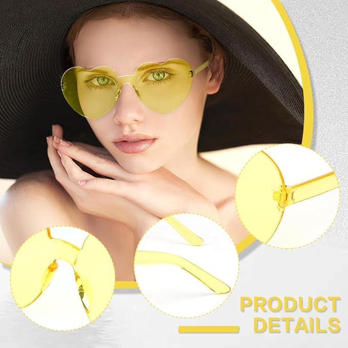 Heart Sunglasses 2 Pairs Heart Shaped Sunglasses Womens Heart Glasses Rave Sunglasses for Women Party Favors