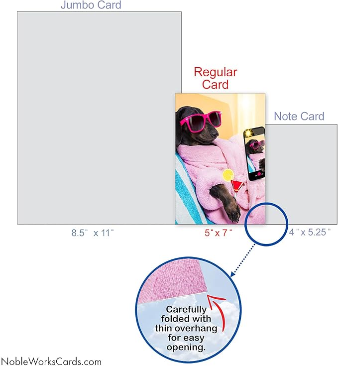 NobleWorks - Birthday Greeting Card with 5 x 7 Inch Envelope (1 Card), Fun Animal Bday Celebration - Doggy Selfie - Vacation C9512IBDG