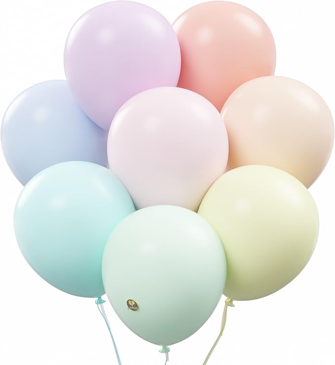 AFTERLOON® Biodegradable Balloons Pastel Assorted 12 Inch 100 Pack, Matte Color Thickened Extra Strong Latex Helium Float, for Baby Shower Gender Reveal Wedding Birthday Party Decorations Rainbow