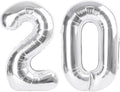 Number 20 Balloon Silver 40 Inch, Large Happy 20th Birthday Decorations for Women, Foil Balloon Number for Wedding Marriage Proposa Big Events Family Reunions Party Supplies