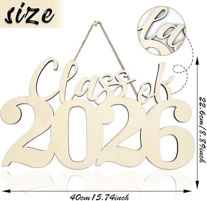 2026 Graduation Decorations Class of 2026 Wooden Sign 2026 Wood Cutout Ornament Graduation Photo Booth Prop Changing The Color by Yourself Wood Sign