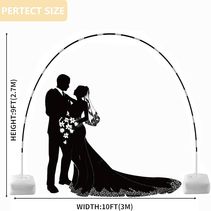 Balloon Arch Kit, 10Ft Width & 9Ft Height Adjustable Balloon Arch Stand with Base, Balloon Arch Frame for Birthday Party Decorations Wedding Baby Shower Photo Backdrop