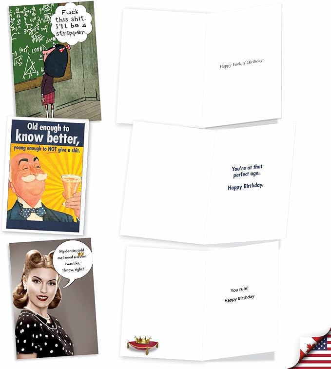 NobleWorks 20 Assorted Box Set Funny Birthday Notecards w/Envelopes for Men, Women (2x10 Designs) Naughty Humor A Very Funny Birthday AC5979BDG-B2x10